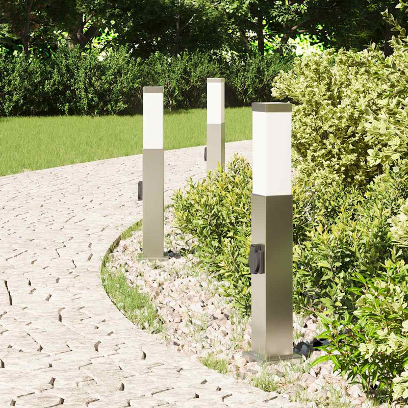 Afbeelding laden in galerijviewer, Vidaxl bolderverlichting met stopcontact 3 stuks 50 cm rvs ip44
