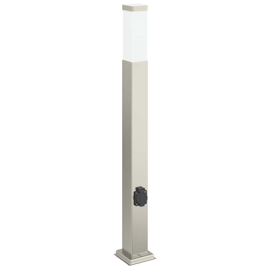 Vidaxl bolderarmatuur met stopcontact 80 cm rvs ip44