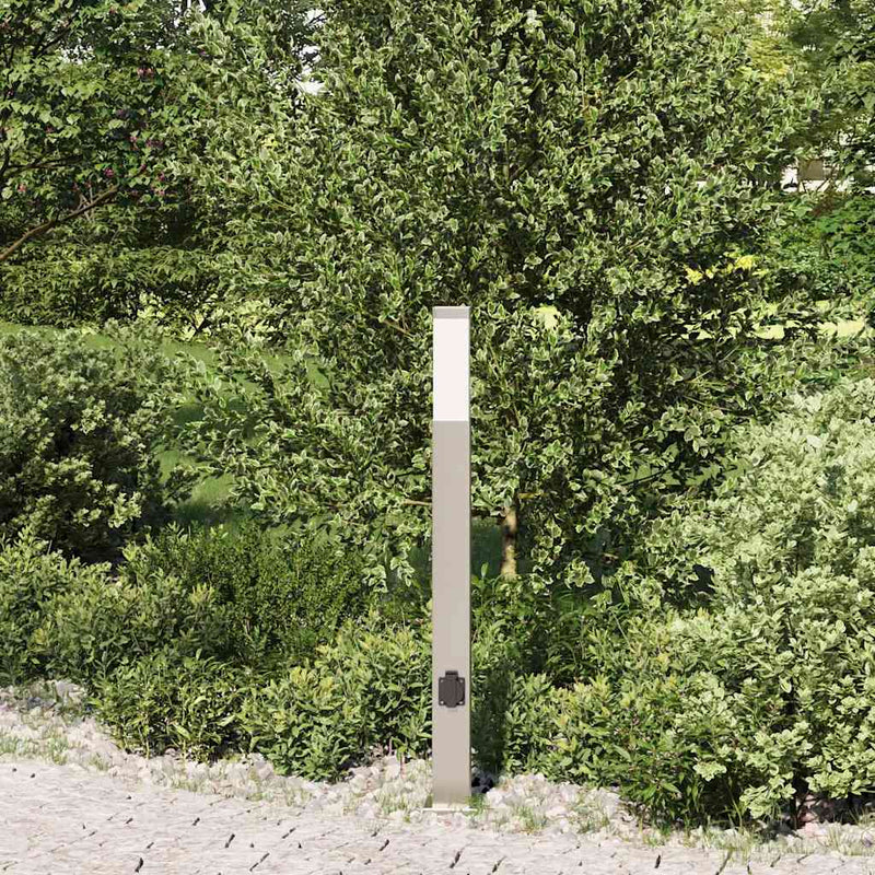 Afbeelding laden in galerijviewer, Vidaxl bolderarmatuur met stopcontact 80 cm rvs ip44
