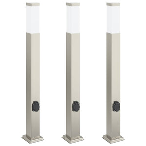 Vidaxl bolderverlichting met stopcontact 3 stuks 80 cm rvs ip44