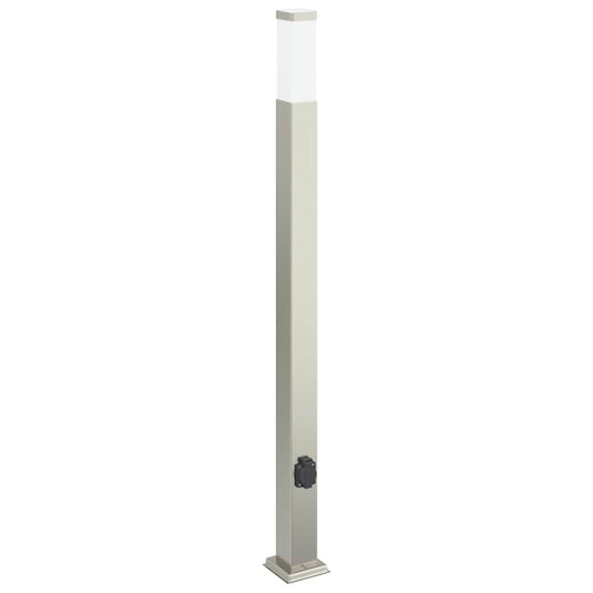 Vidaxl bolderarmatuur met stopcontact 110 cm rvs ip44