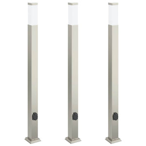 Vidaxl bolderverlichting met stopcontact 3 stuks 110 cm rvs ip44
