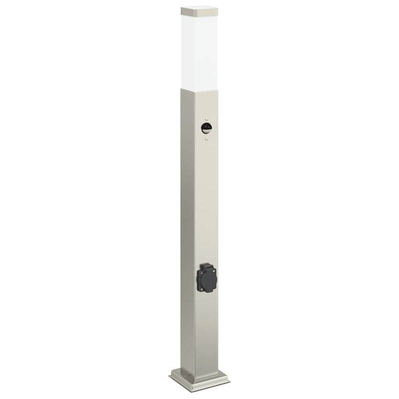 Afbeelding laden in galerijviewer, Vidaxl bolderarmatuur met sensor en stopcontact 80 cm roestvrij staal ip44
