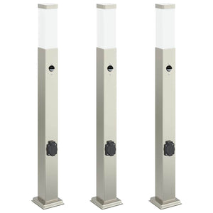 Vidaxl bolderverlichting met sensor en stopcontact 3 stuks 80 cm roestvrij staal ip44