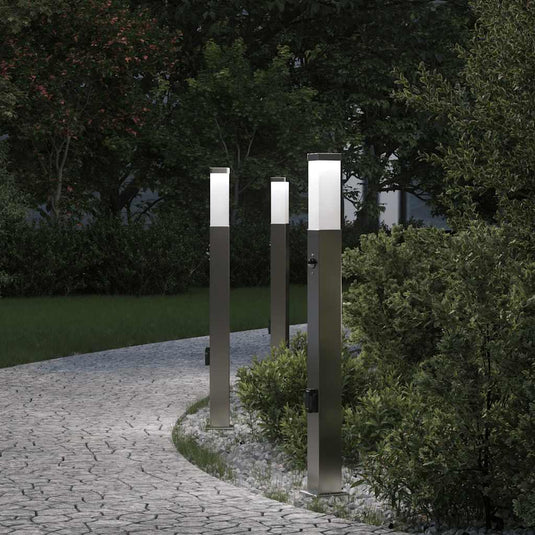 Vidaxl bolderverlichting met sensor en stopcontact 3 stuks 80 cm roestvrij staal ip44