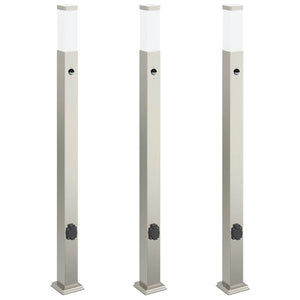 Vidaxl bolderverlichting met sensor en stopcontact 3 stuks 110 cm roestvrij staal ip44