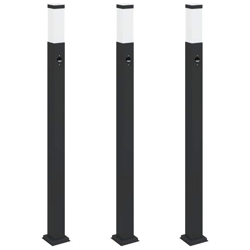 Afbeelding laden in galerijviewer, Vidaxl bolderverlichting met sensor 3 stuks 110 cm zwart ip44
