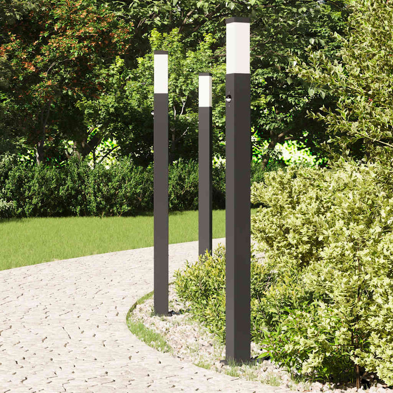 Afbeelding laden in galerijviewer, Vidaxl bolderverlichting met sensor 3 stuks 110 cm zwart ip44
