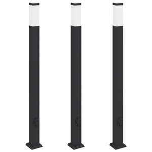 Vidaxl bolderverlichting met stopcontact 3 stuks 110 cm zwart ip44