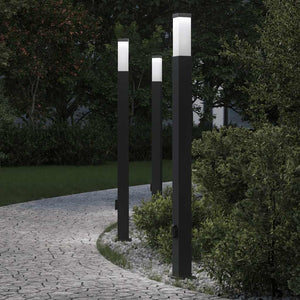 Vidaxl bolderverlichting met stopcontact 3 stuks 110 cm zwart ip44