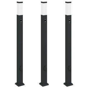 Vidaxl bolderverlichting met sensor en stopcontact 3 stuks 110 cm zwart ip44