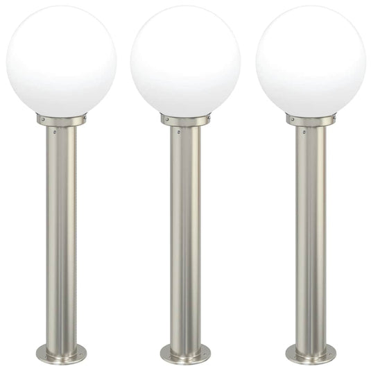 Vidaxl bolderverlichting 3 stuks 80 cm rvs ip44