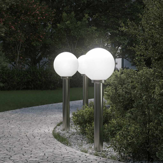 Vidaxl bolderverlichting 3 stuks 80 cm rvs ip44