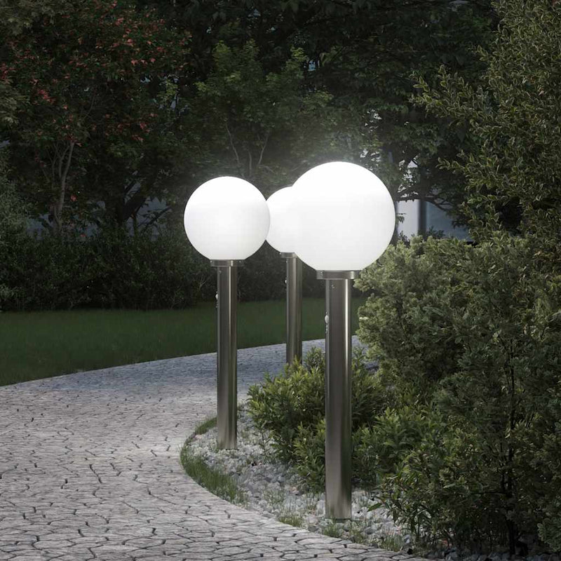 Afbeelding laden in galerijviewer, Vidaxl bolderverlichting met sensor 3 stuks 80 cm rvs ip44
