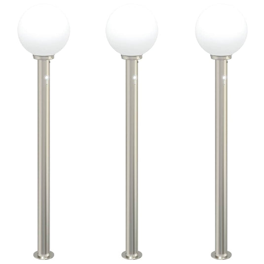 Vidaxl bolderverlichting met sensor 3 stuks 120 cm rvs ip44