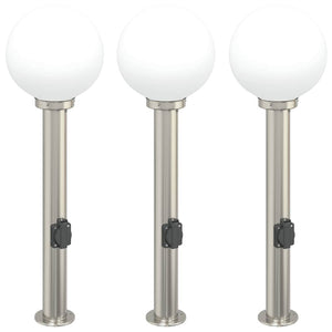 Vidaxl bolderverlichting met stopcontact 3 stuks 80 cm rvs ip44