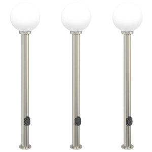 Vidaxl bolderverlichting met stopcontact 3 stuks 120 cm rvs ip44
