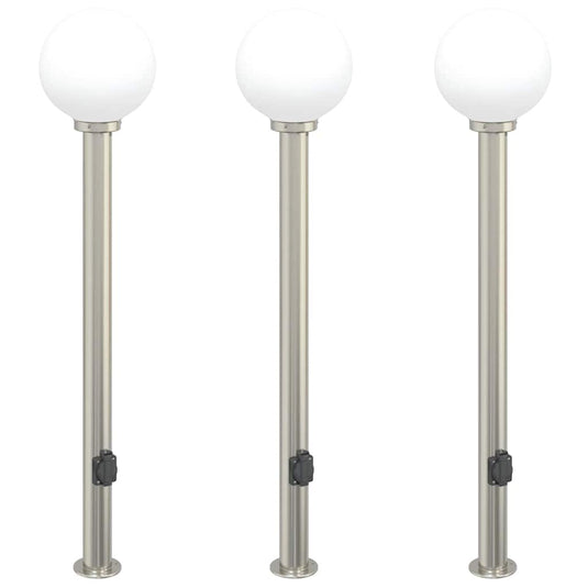 Vidaxl bolderverlichting met stopcontact 3 stuks 120 cm rvs ip44