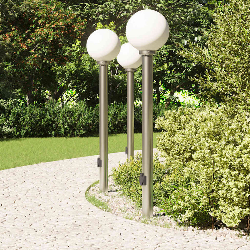 Afbeelding laden in galerijviewer, Vidaxl bolderverlichting met stopcontact 3 stuks 120 cm rvs ip44
