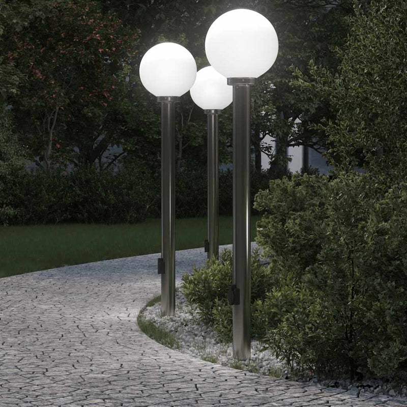 Afbeelding laden in galerijviewer, Vidaxl bolderverlichting met stopcontact 3 stuks 120 cm rvs ip44
