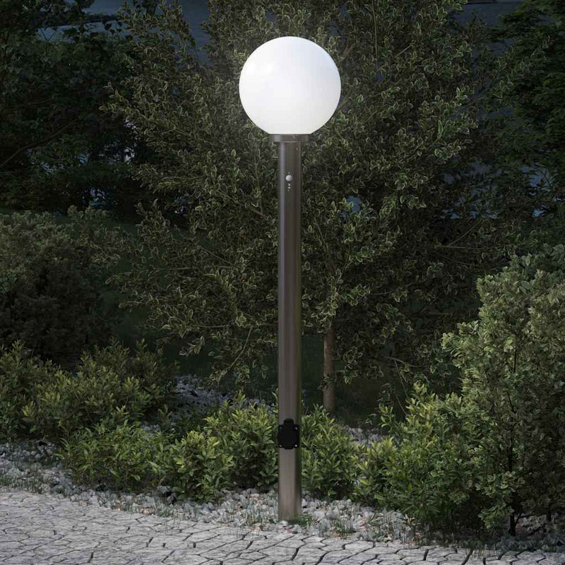 Afbeelding laden in galerijviewer, Vidaxl bolderarmatuur met sensor en stopcontact 120 cm roestvrij staal ip44
