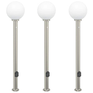 Vidaxl bolderverlichting met sensor en stopcontact 3 stuks 120 cm roestvrij staal ip44