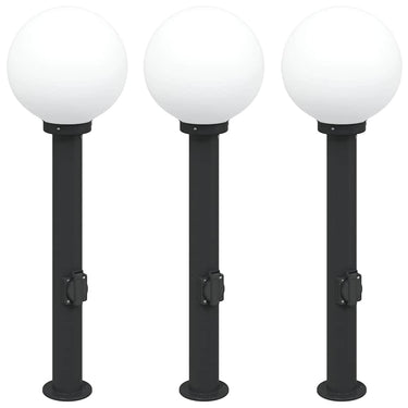 Vidaxl bolderverlichting met stopcontact 3 stuks 80 cm zwart ip44