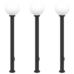 Vidaxl bolderverlichting met stopcontact 3 stuks 120 cm zwart ip44