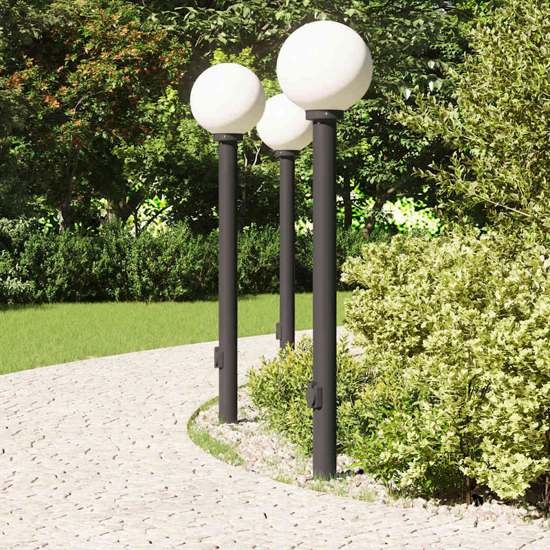 Afbeelding laden in galerijviewer, Vidaxl bolderverlichting met stopcontact 3 stuks 120 cm zwart ip44
