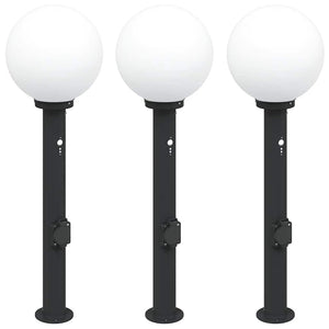 Vidaxl bolderverlichting met sensor en stopcontact 3 stuks 80 cm zwart ip44