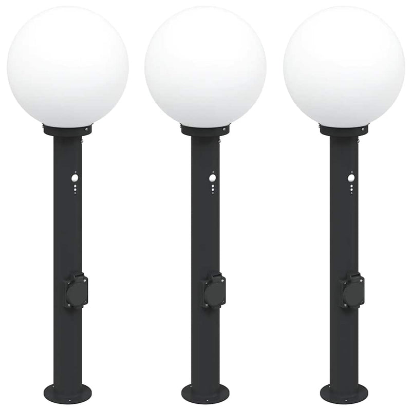 Afbeelding laden in galerijviewer, Vidaxl bolderverlichting met sensor en stopcontact 3 stuks 80 cm zwart ip44
