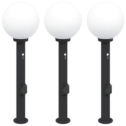 Vidaxl bolderverlichting met sensor en stopcontact 3 stuks 80 cm zwart ip44