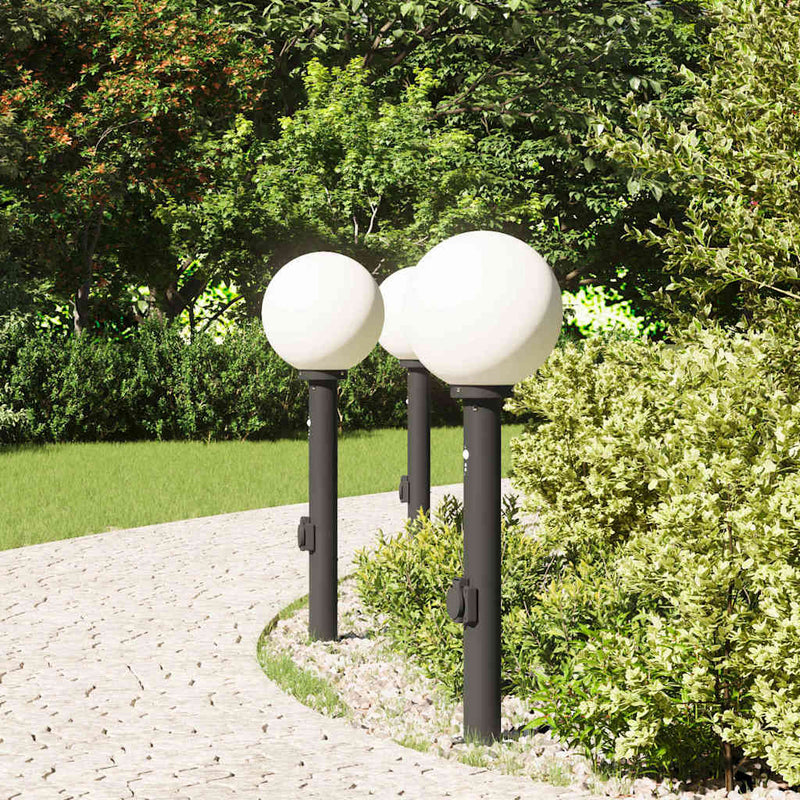 Afbeelding laden in galerijviewer, Vidaxl bolderverlichting met sensor en stopcontact 3 stuks 80 cm zwart ip44
