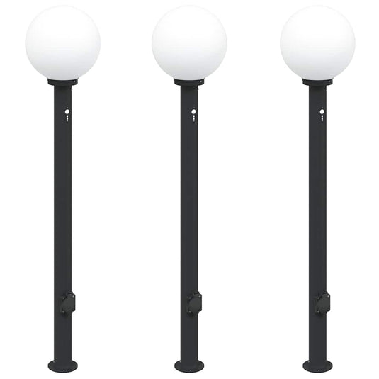 Vidaxl bolderverlichting met sensor en stopcontact 3 stuks 120 cm zwart ip44