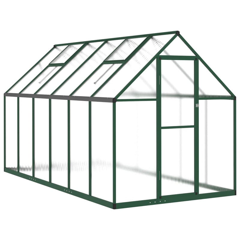 Afbeelding laden in galerijviewer, VidaXL Tuinkas met basisframe 334x169x195 cm aluminium groen
