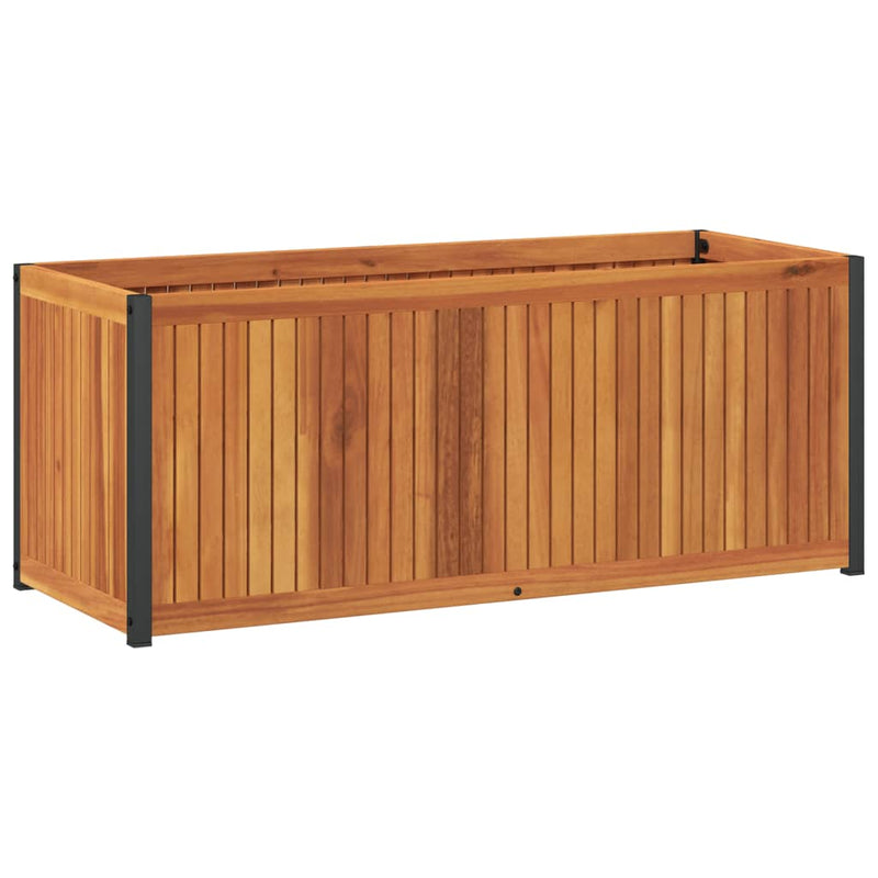 Afbeelding laden in galerijviewer, Vidaxl plantenbak 110x45x44 cm massief acaciahout en staal
