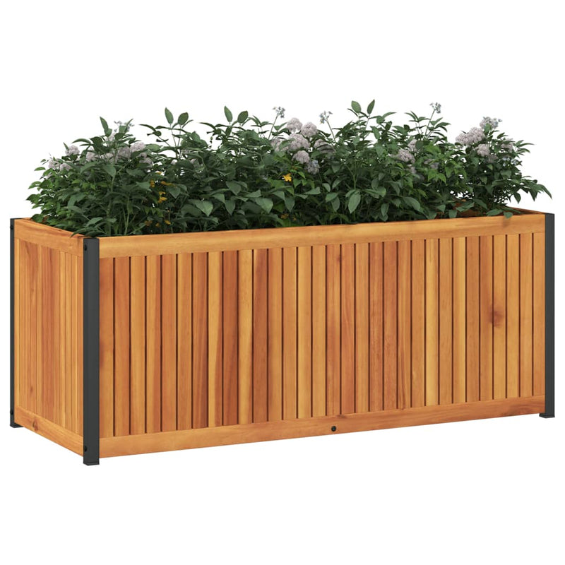 Afbeelding laden in galerijviewer, Vidaxl plantenbak 110x45x44 cm massief acaciahout en staal
