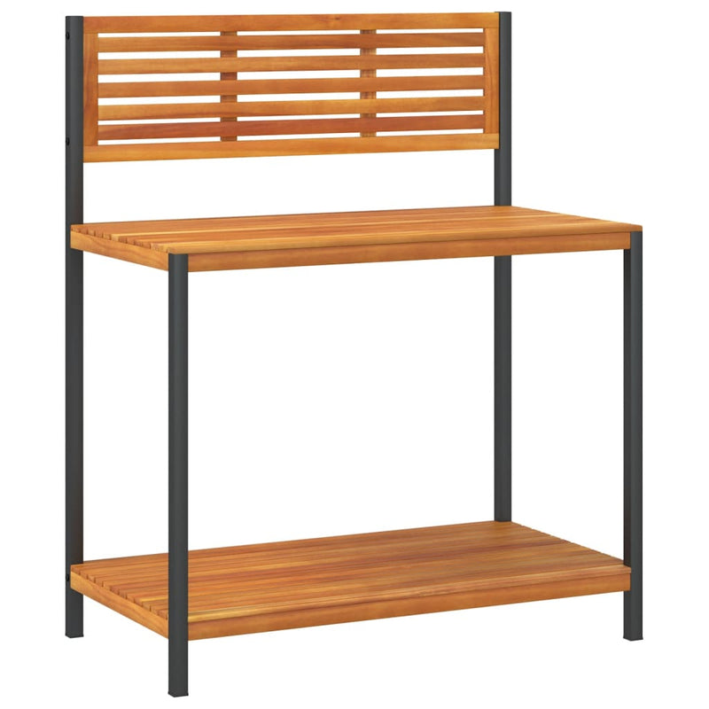 Afbeelding laden in galerijviewer, Vidaxl tuinwerktafel 90x50x110 cm massief acaciahout en staal

