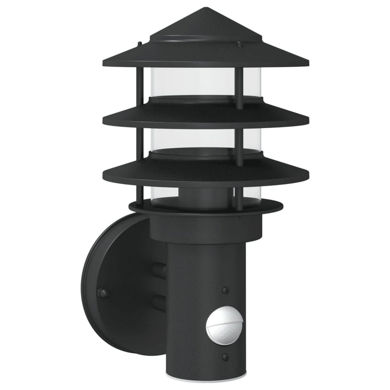 Afbeelding laden in galerijviewer, Vidaxl buitenwandlamp met sensor roestvrij staal zwart
