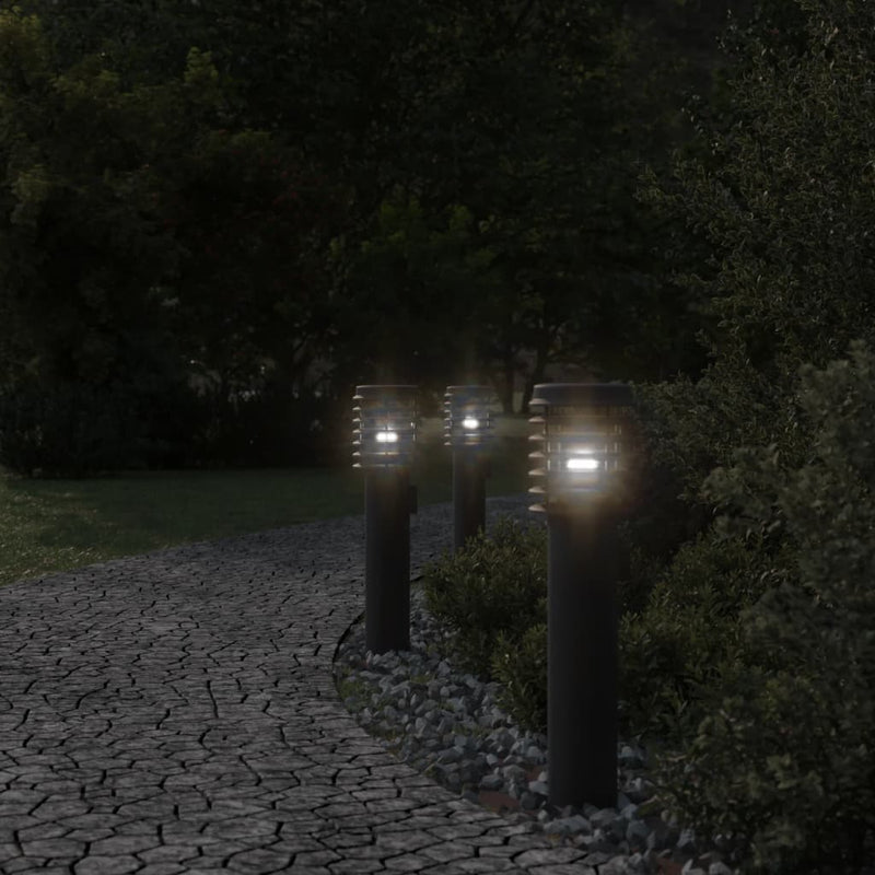 Afbeelding laden in galerijviewer, Vidaxl vloerlamp voor buiten 3 st 60 cm roestvrij staal zwart
