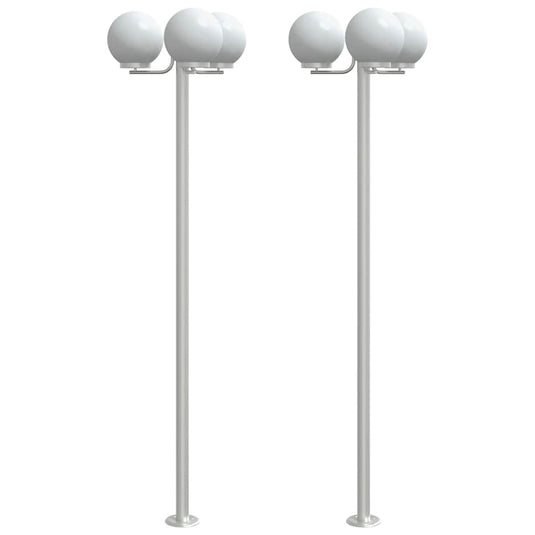 Vidaxl vloerlamp voor buiten 2 st 215 cm roestvrij staal zilverkleurig