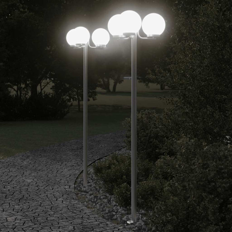 Afbeelding laden in galerijviewer, Vidaxl vloerlamp voor buiten 2 st 215 cm roestvrij staal zilverkleurig
