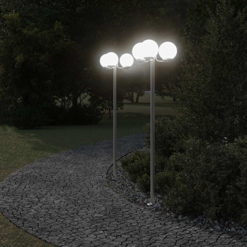 Afbeelding laden in galerijviewer, Vidaxl vloerlamp voor buiten 2 st 215 cm roestvrij staal zilverkleurig
