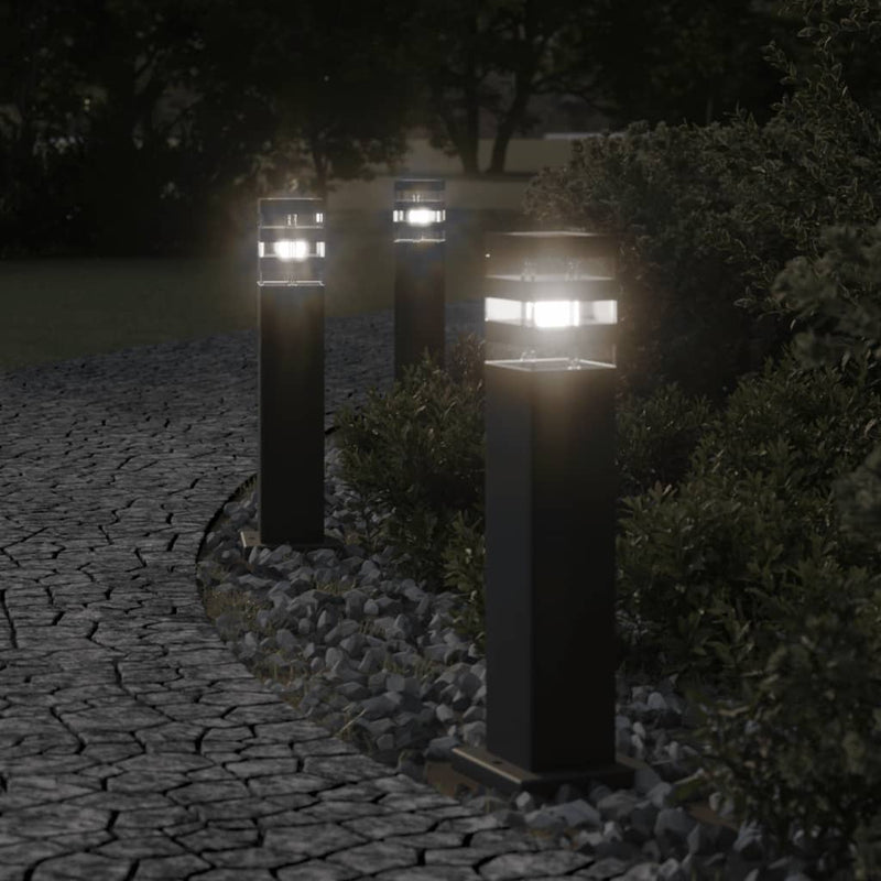 Afbeelding laden in galerijviewer, Vidaxl buitenvloerlampen 3 st 50 cm aluminium zwart
