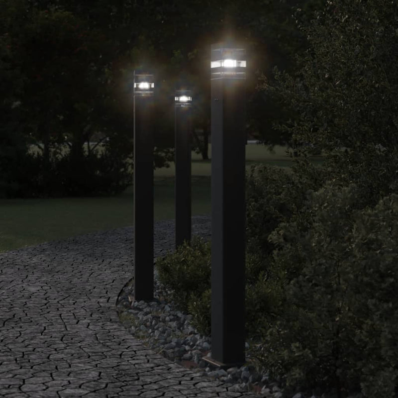 Afbeelding laden in galerijviewer, Vidaxl vloerlamp voor buiten met stopcontact 110 cm aluminium zwart
