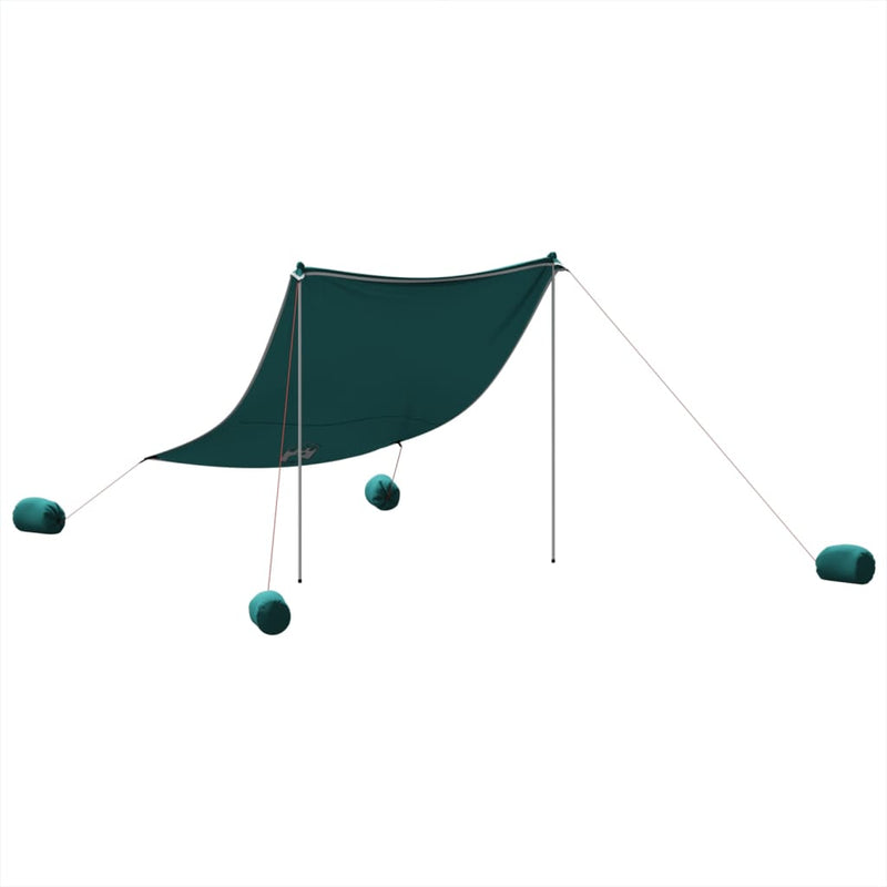 Afbeelding laden in galerijviewer, Vidaxl strandluifel met zandankers 214x236 cm groen
