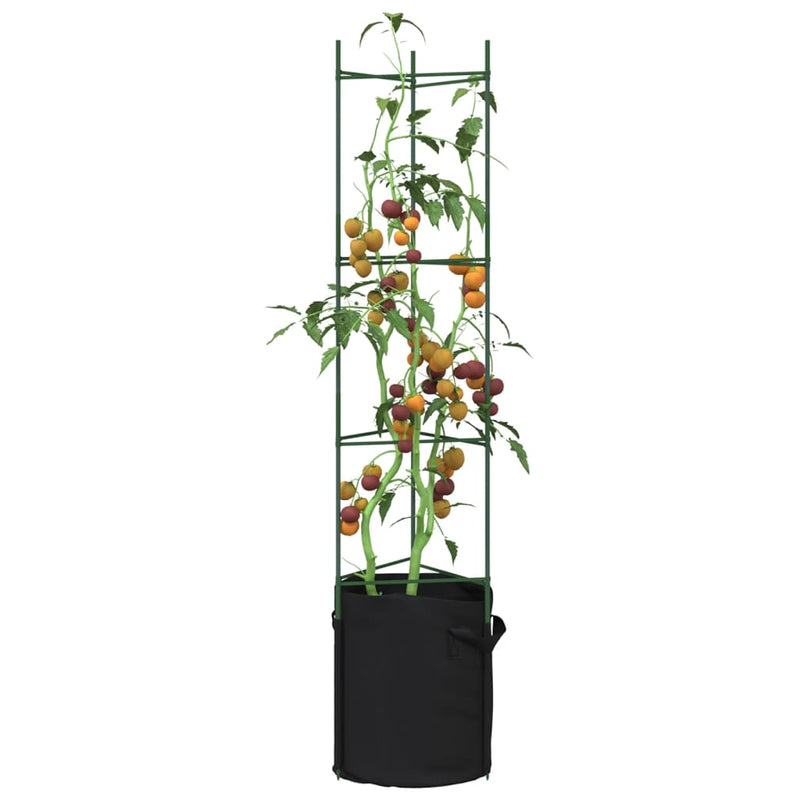 Afbeelding laden in galerijviewer, Vidaxl tomatenkooi met plantenzak 2 st 154 cm staal en polypropeen
