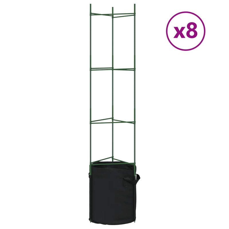 Afbeelding laden in galerijviewer, Vidaxl tomatenkooien met plantenzak 8 st 154 cm staal en polypropeen
