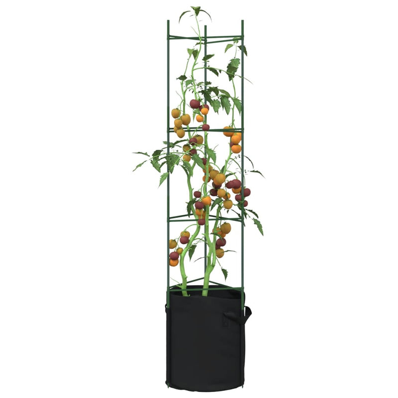 Afbeelding laden in galerijviewer, Vidaxl tomatenkooien met plantenzak 8 st 154 cm staal en polypropeen
