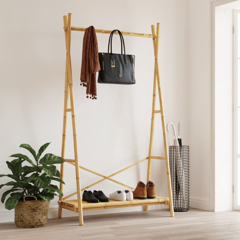 Afbeelding laden in galerijviewer, Vidaxl kledingrek met schap 102x50x190 cm bamboe
